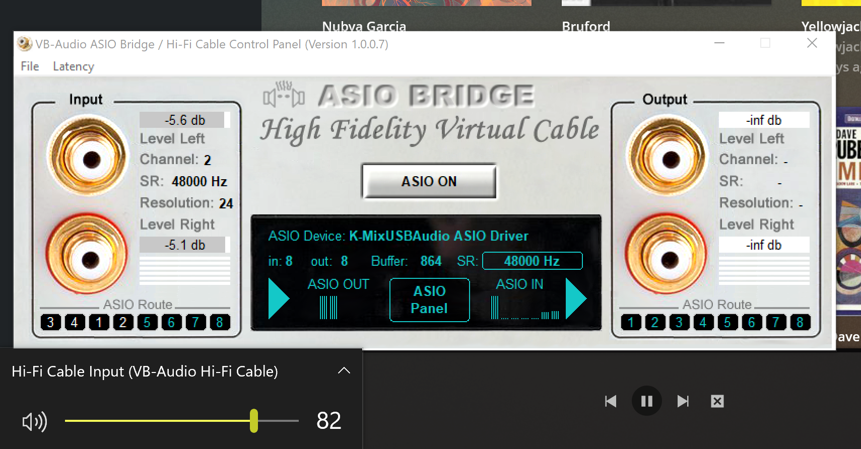 ASIO Bridge settings and sound output